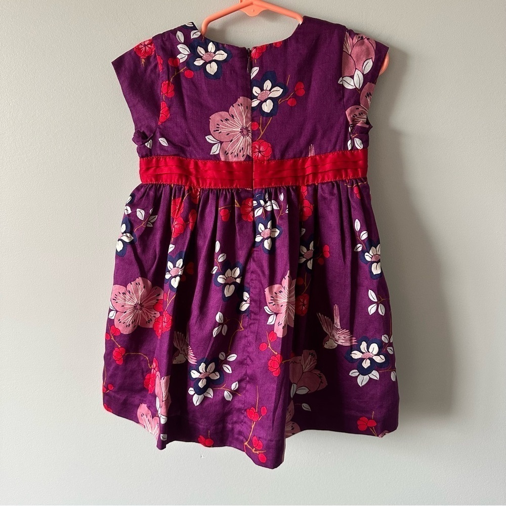 Tea Collection Destination China Dress Purple Floral Pink Birds 18-24 Months - Picture 8 of 11
